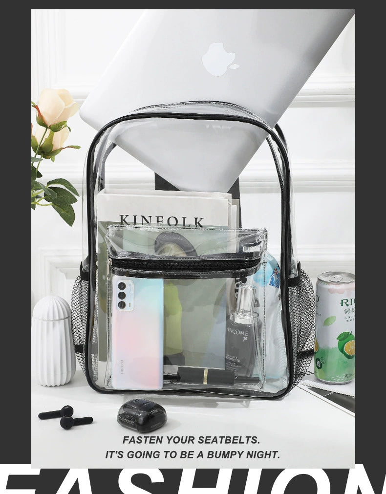 Transparent K-Style PVC Backpack - Trendy and Fashionable for Women