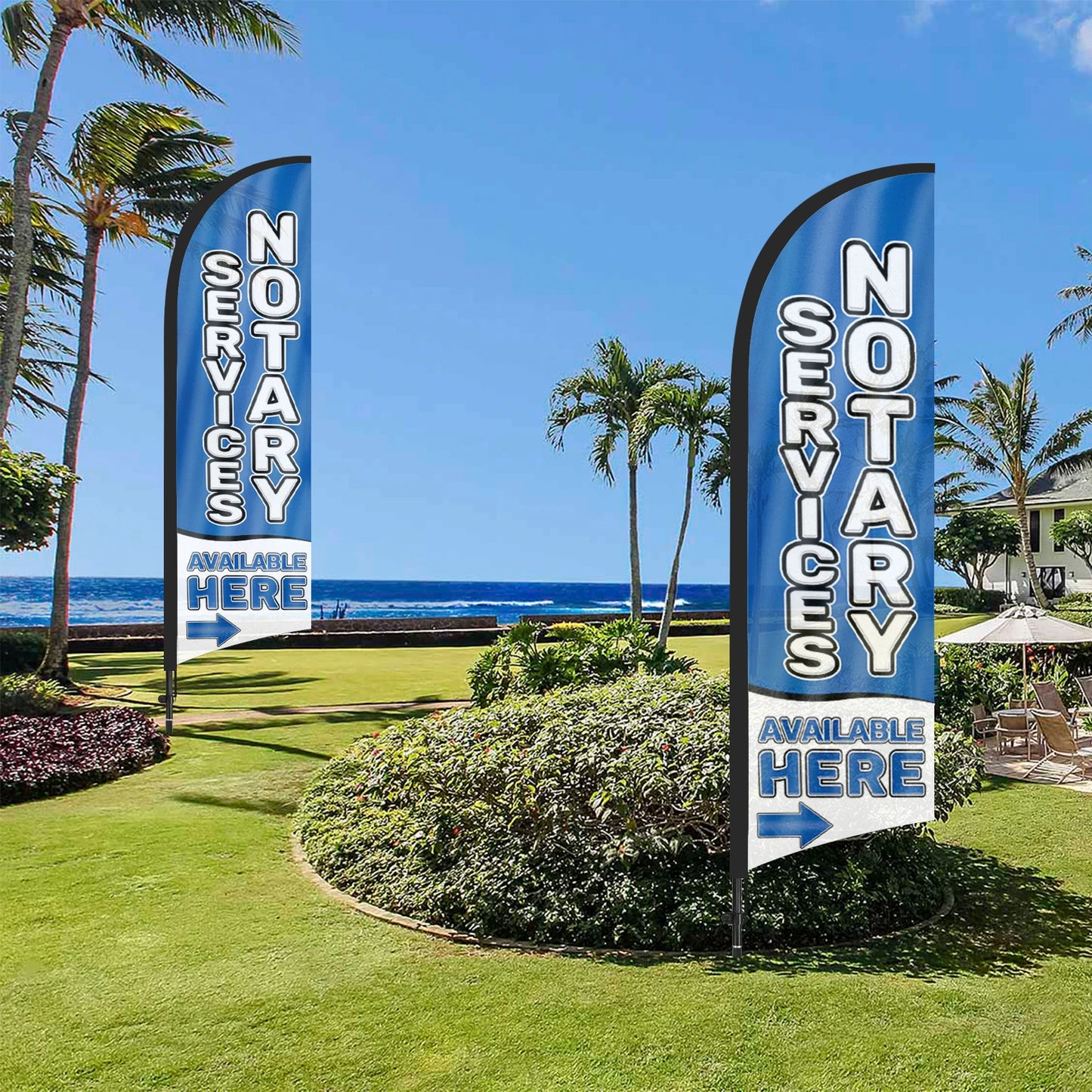 280CM Notary Feather Flag with Flagpole - Outdoor Advertising Banner for Business and Storefront