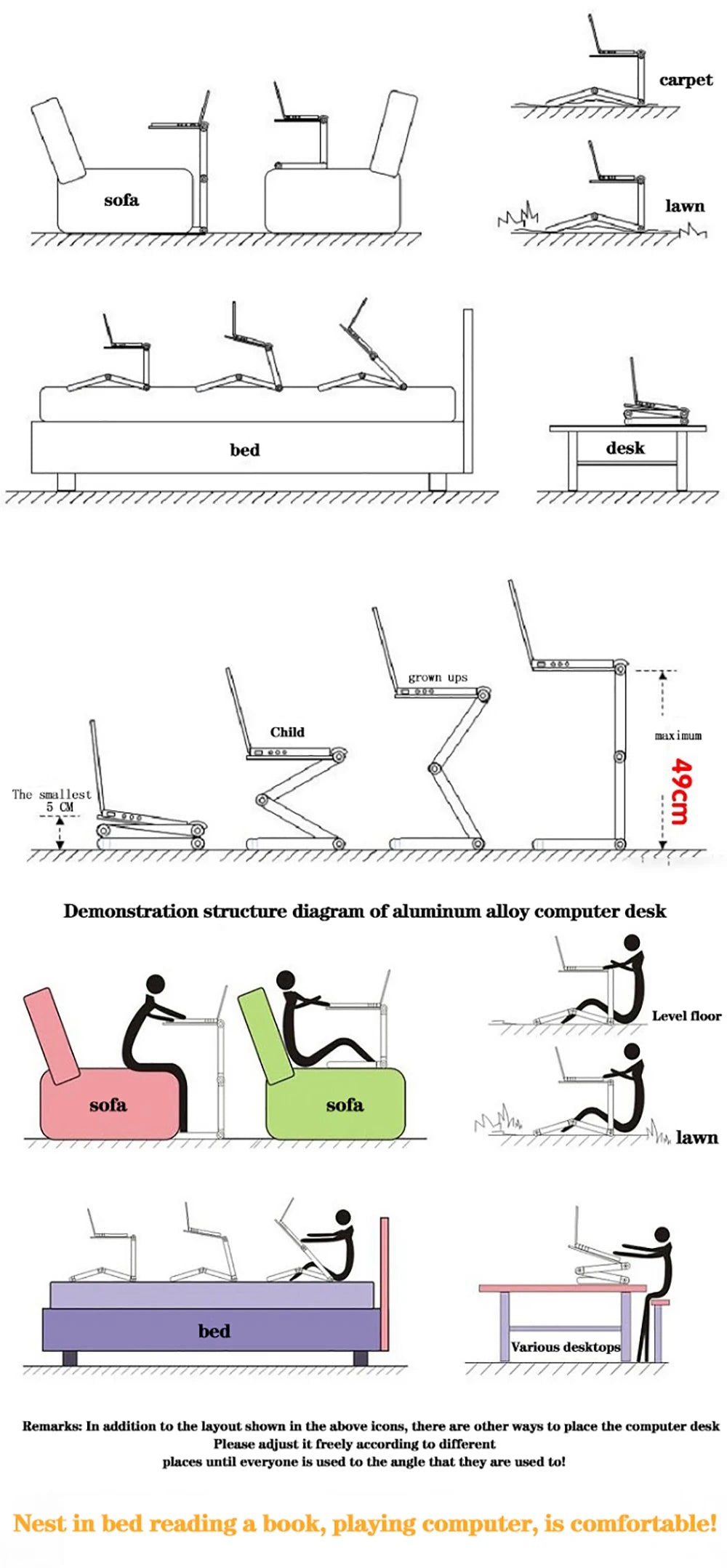 Adjustable Folding Laptop Desk