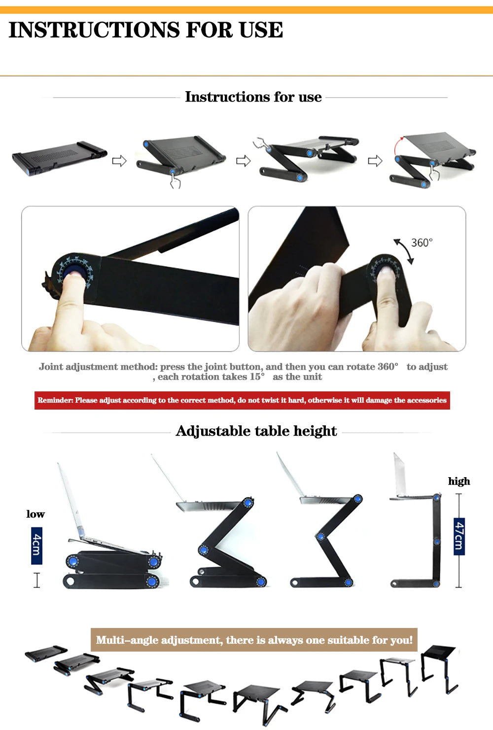 Adjustable Folding Laptop Desk
