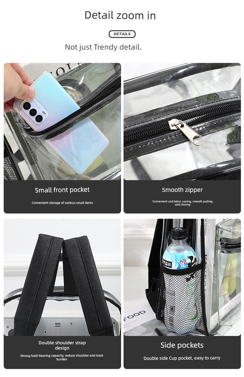 Transparent K-Style PVC Backpack - Trendy and Fashionable for Women