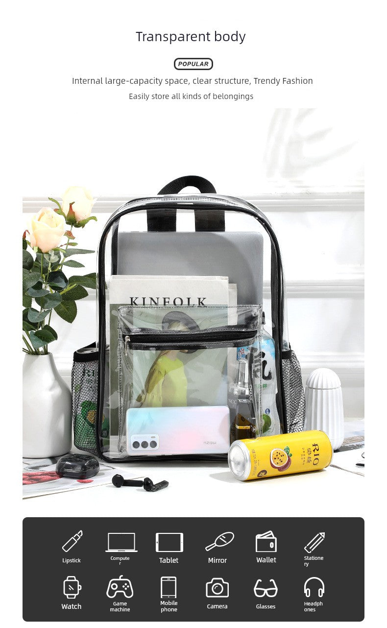 Transparent K-Style PVC Backpack - Trendy and Fashionable for Women