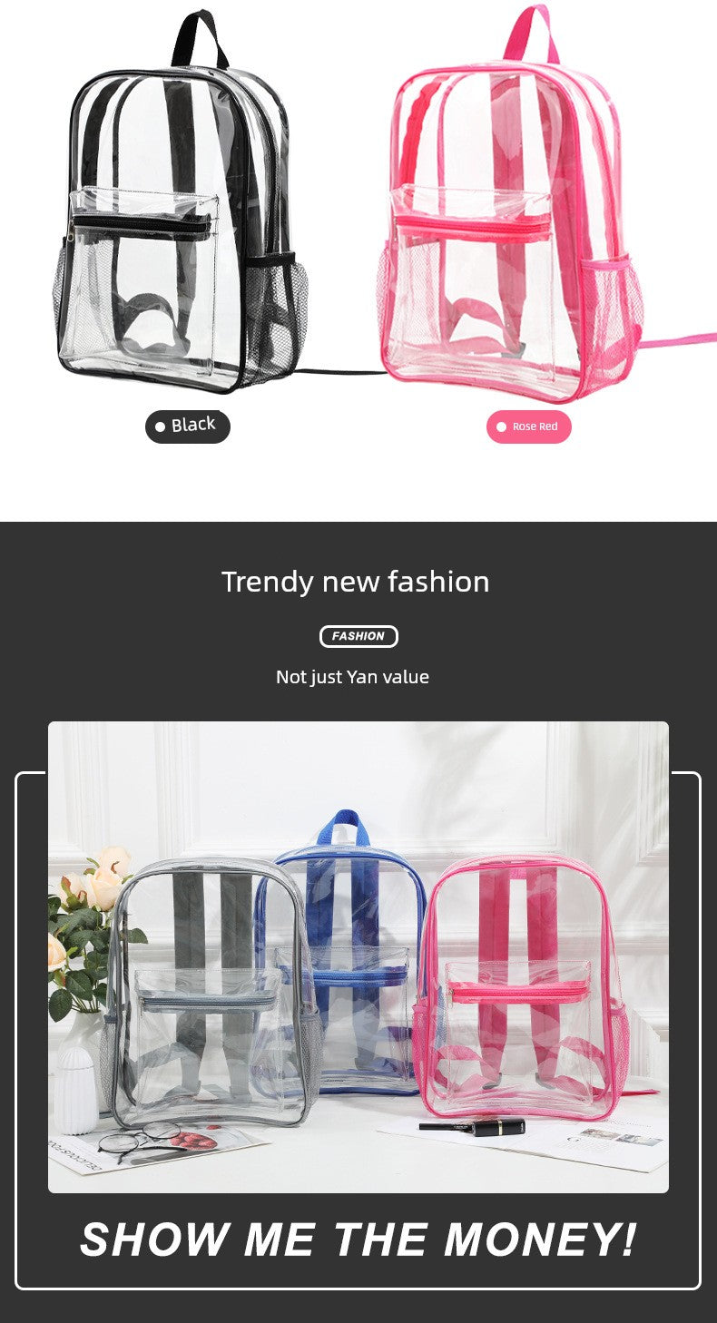 Transparent K-Style PVC Backpack - Trendy and Fashionable for Women