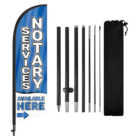 280CM Notary Feather Flag with Flagpole - Outdoor Advertising Banner for Business and Storefront